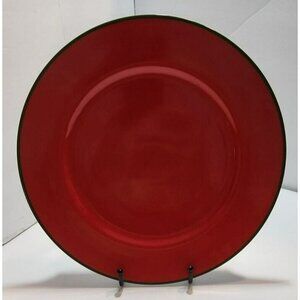 Vtg Tait Duetto Round 12.25" Platter Red with Green Trim Made in Japan